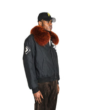 Load image into Gallery viewer, Chicago White Sox Burnt Orange Fox Fur Collared Bomber Jacket
