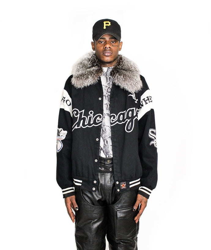 Chicago White Sox Silver Fox Collared Varsity Jacket