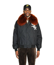 Load image into Gallery viewer, Chicago White Sox Burnt Orange Fox Fur Collared Bomber Jacket
