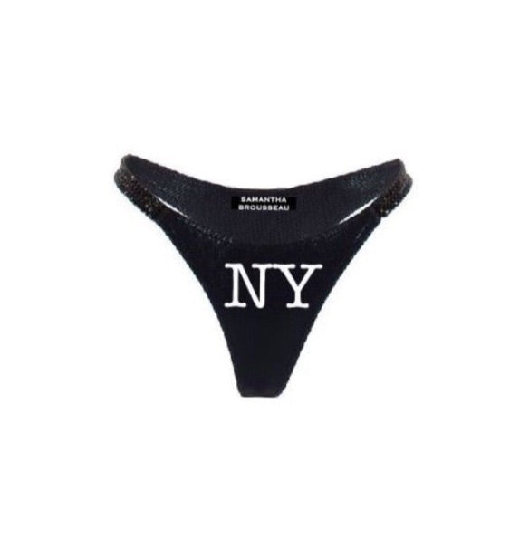 I HEART NY EMBROIDERED BIKINI THONG